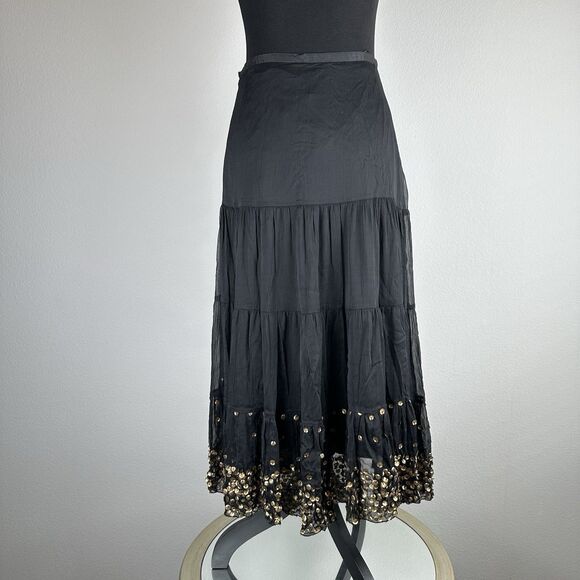 Chaudry KC Maxi Skirt Women XS Black Gold Sequin Boho Festival Gypsy Western NEW - Picture 9 of 13